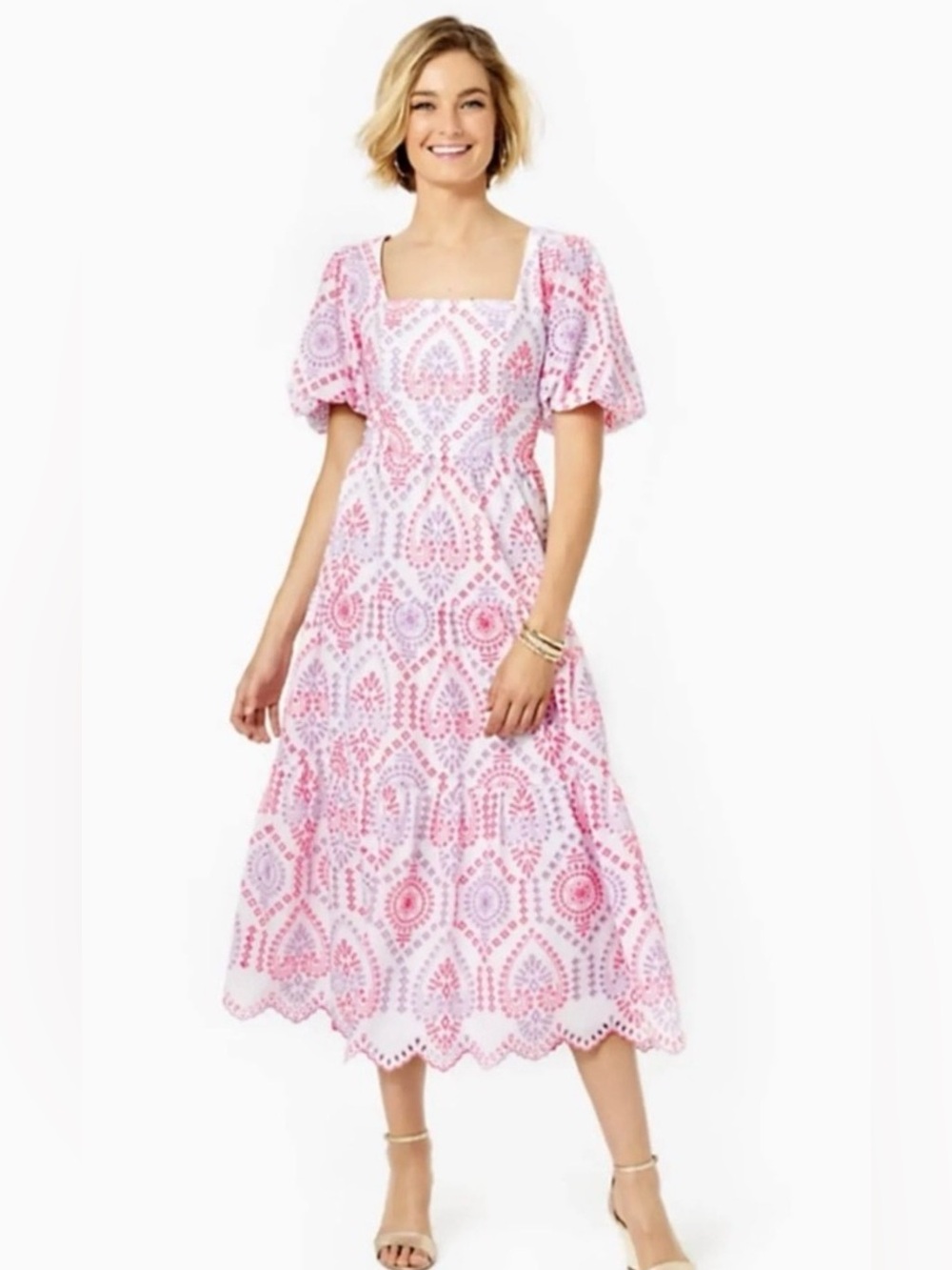 Lilly Pulitzer Light Pink Eyelet Dress with Hot Pink Tags
